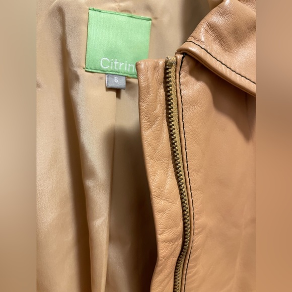 BNWT CITRINE leather motorcycle jacket with zippers - Picture 4 of 7